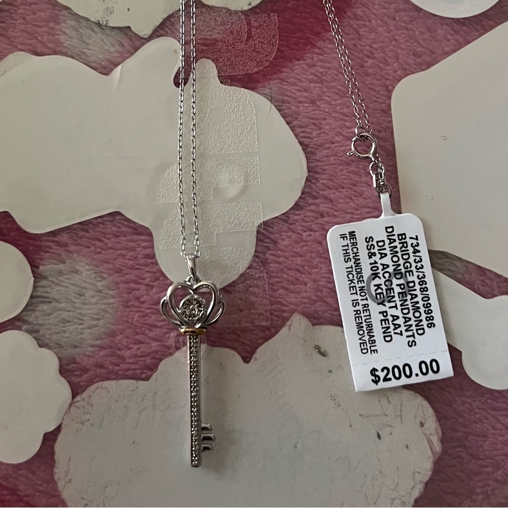 R.H. MACY’S & CO BRIDGE DIAMOND KEY PENDANT